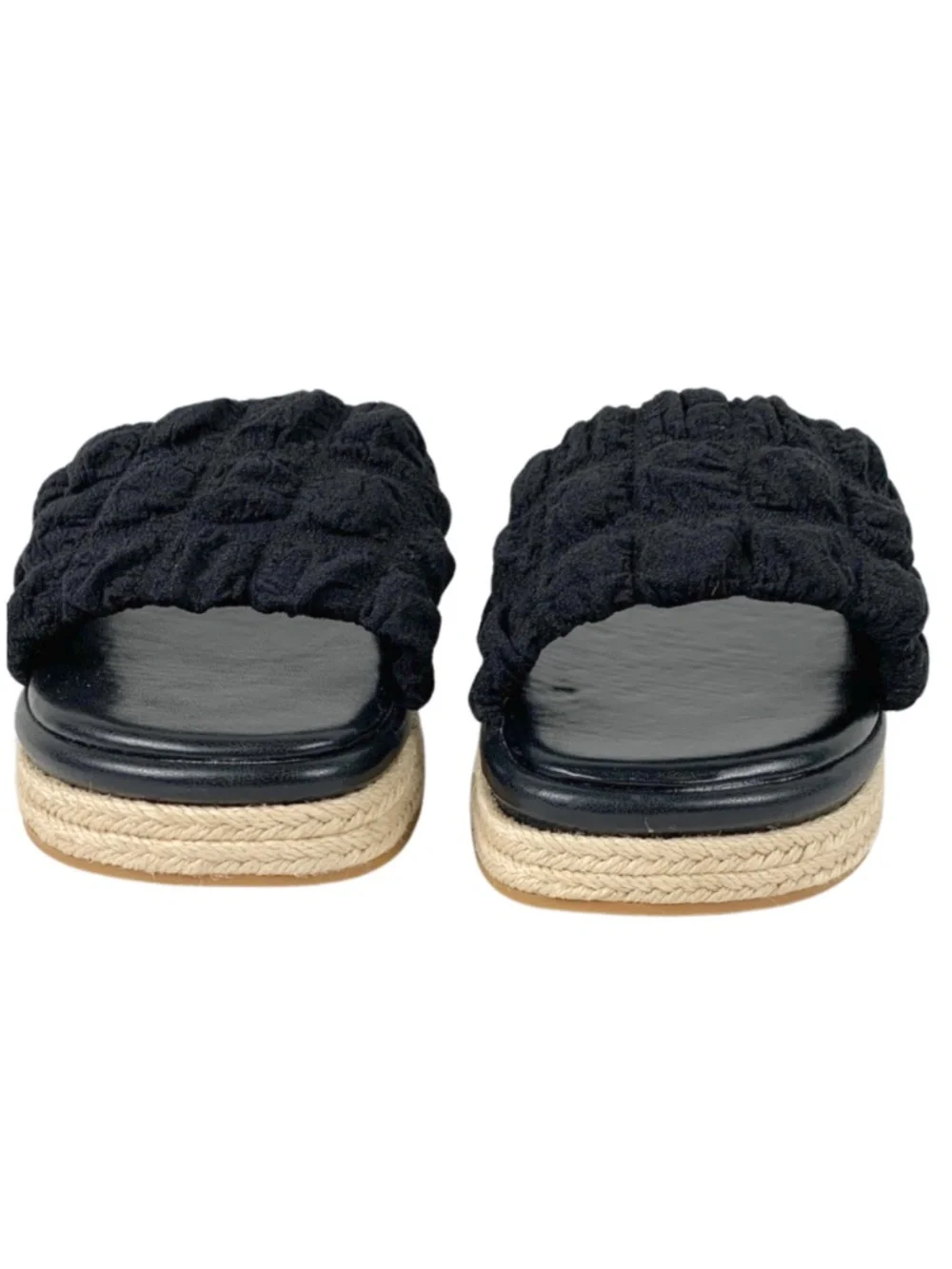 BAMBOO Black Scrunched Wedge Sandals Women's Size 8.5 Boho
